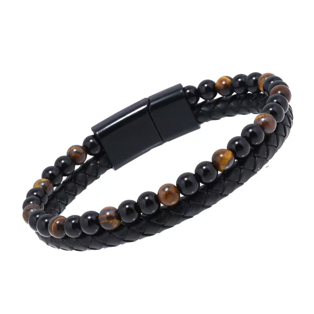 Men's Volcanic Tiger Eye Beaded Natural Stone Bracelets