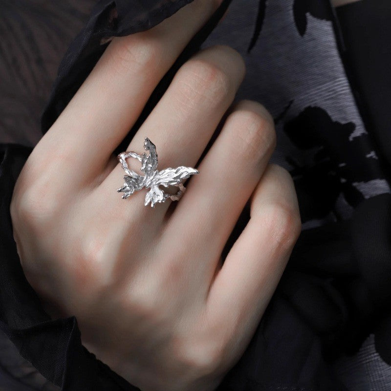Butterfly Female Twin Elegant Personality Sier Rings
