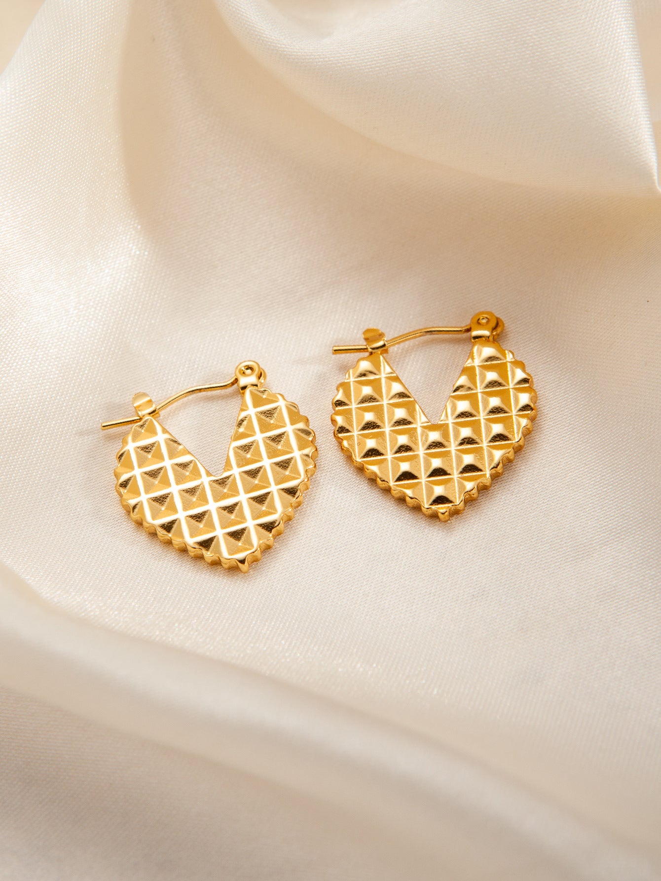 Stainless Steel Ginkgo Leaf Petals Golden Earrings