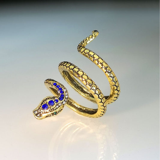 Creative Snake-shaped Sapphire Blue Zircon Unisex Rings