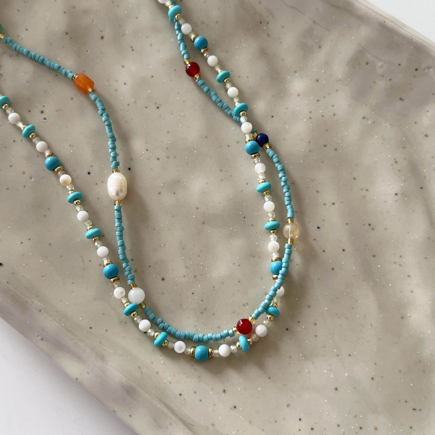 Natural Turquoise Pearl Summer Fresh Colorful Necklaces