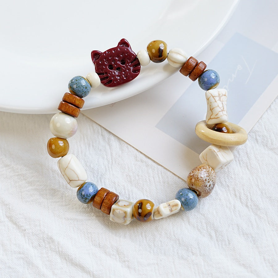 Ceramic High-grade Biscuit Cat Series Design Bracelets
