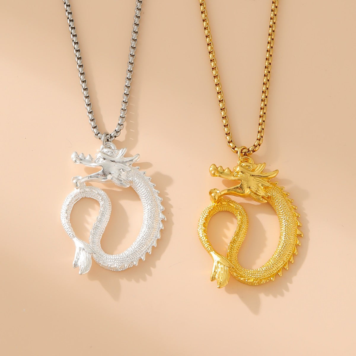 Women's & Men's Stainless Steel Alloy Chinese Dragon Hip Necklaces