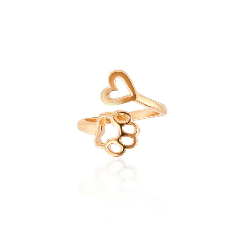Dog's Paw Creative Hollow Love Heart Rings