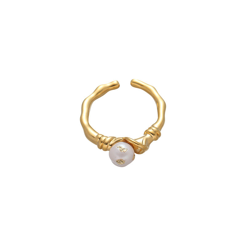 Exquisite Gold Plated Minority Natural Pearl Rings
