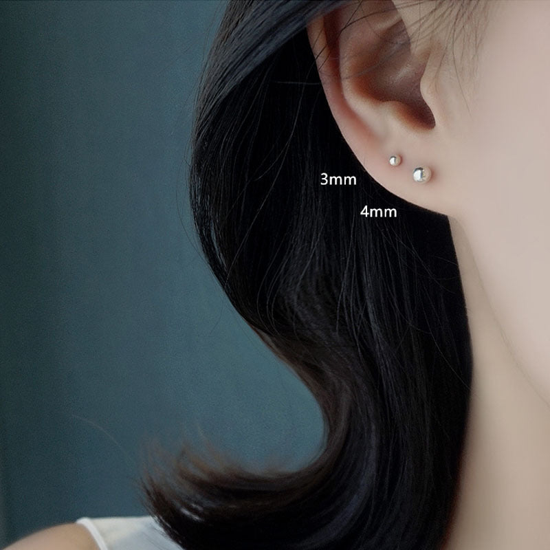 Women's & Men's Bean-shaped Sliver Beads Ball Ear Bar Earrings