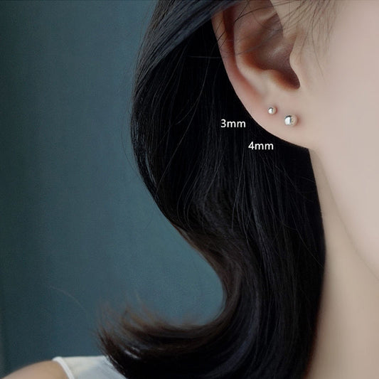 Women's & Men's Bean-shaped Sliver Beads Ball Ear Bar Earrings