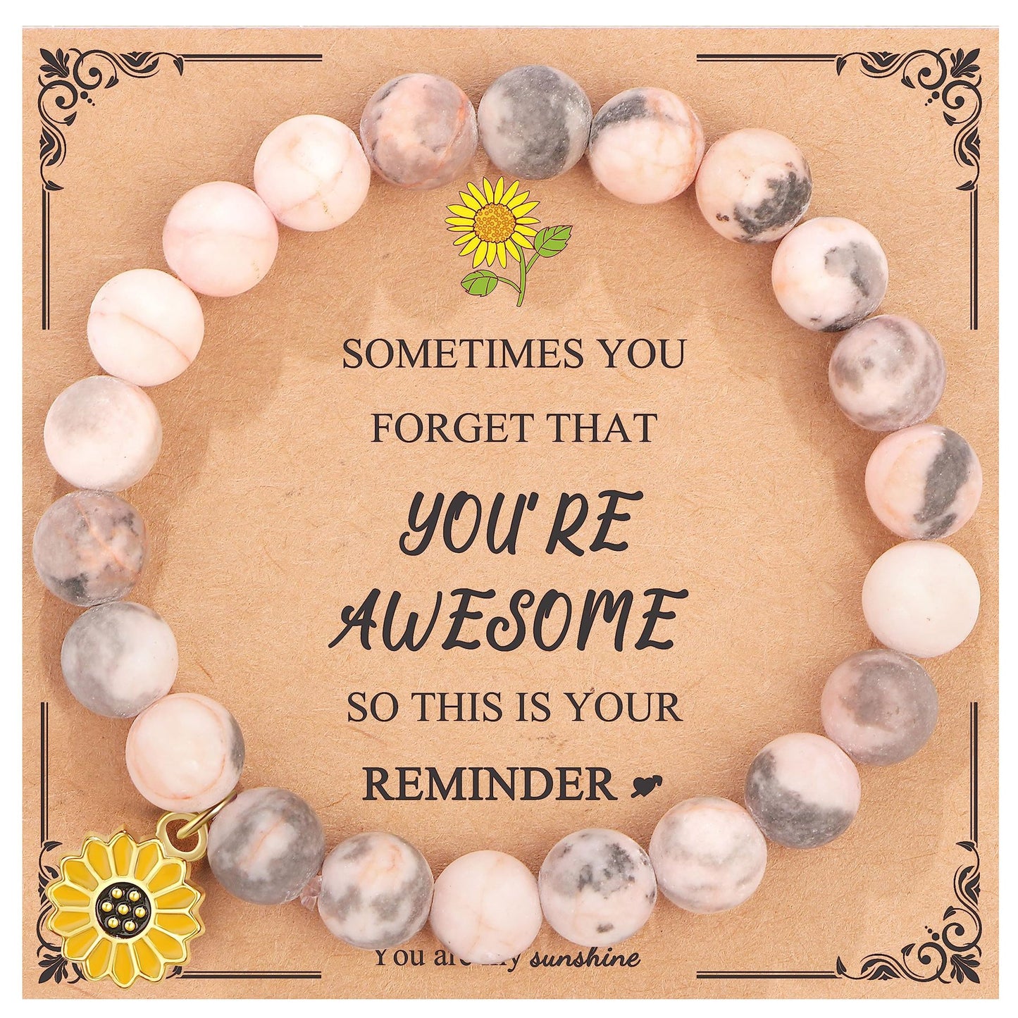 Pink Zebra Sunflower Friend Daughter Gift Bracelets