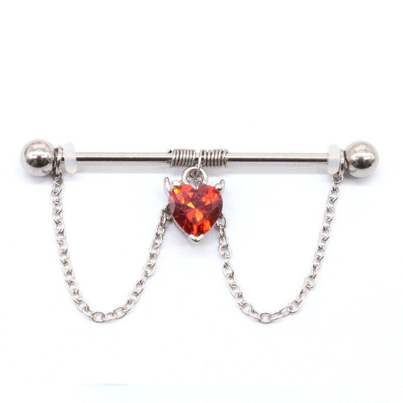 Stainless Steel Long Ear Rod Five-star Earrings