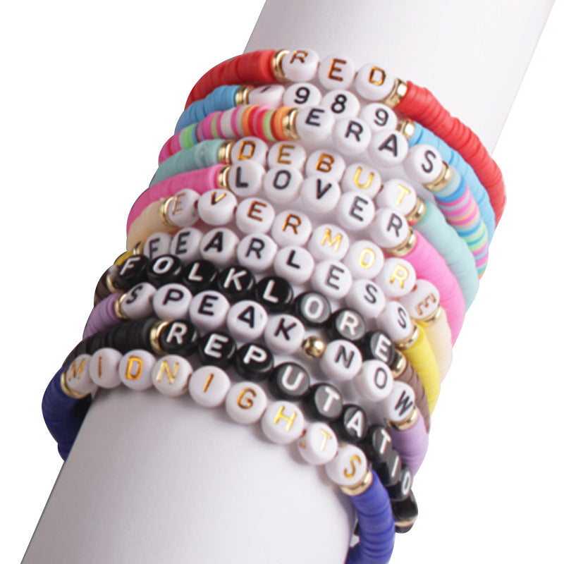 Taylor Polymer Clay English Beads Cyan Bracelets