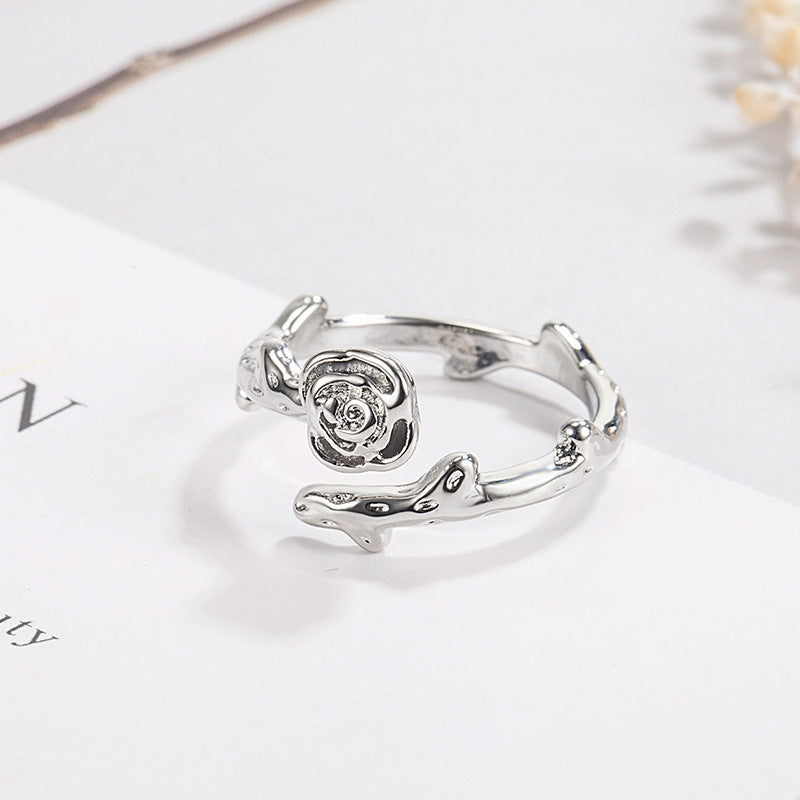 Couple Niche Open Creative Roses Jewelry Rings