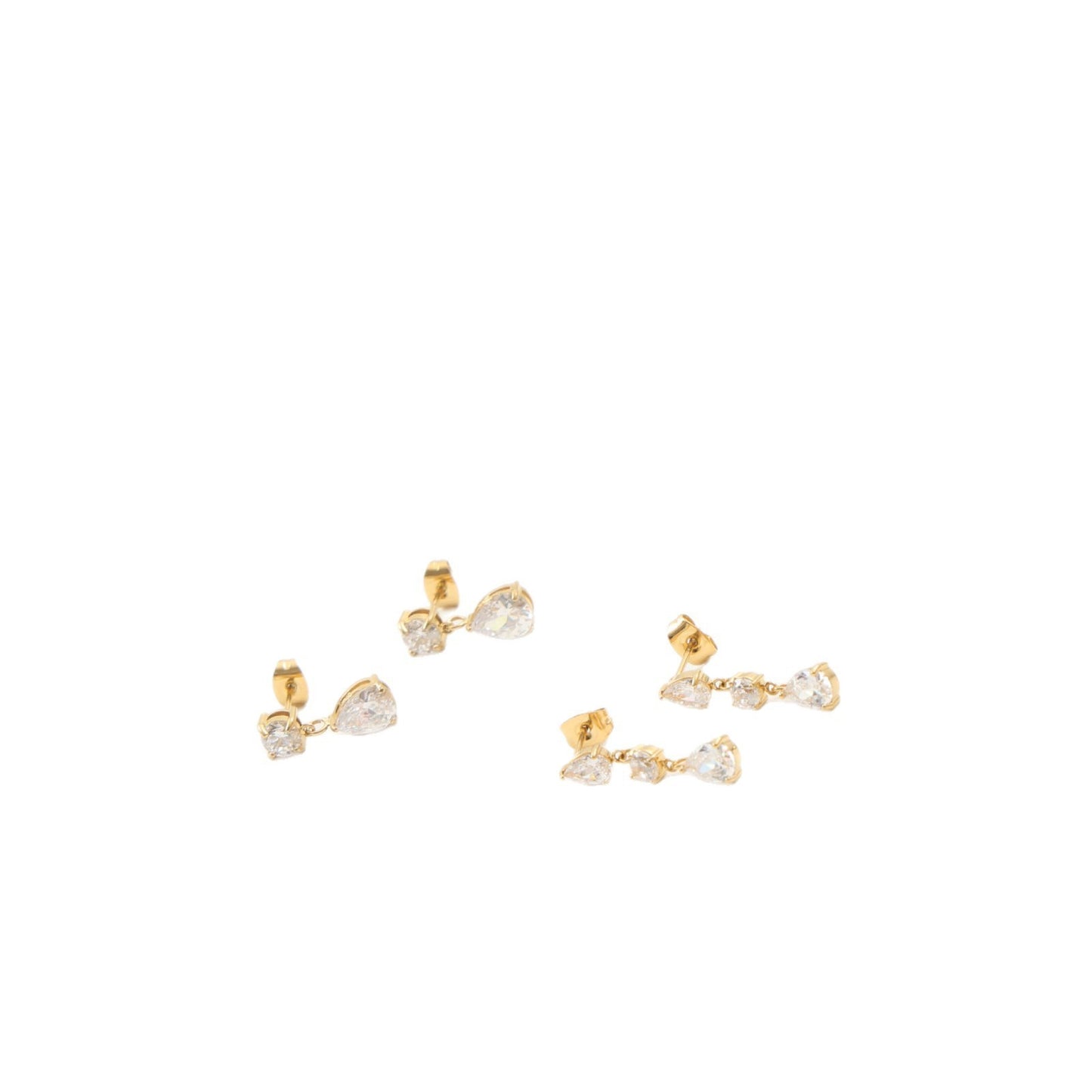 Water Drop Zircon Patch Titanium Steel Earrings