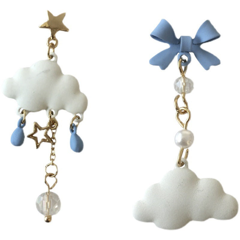 Sier Needle Cute Tassel Bow Sweet Earrings