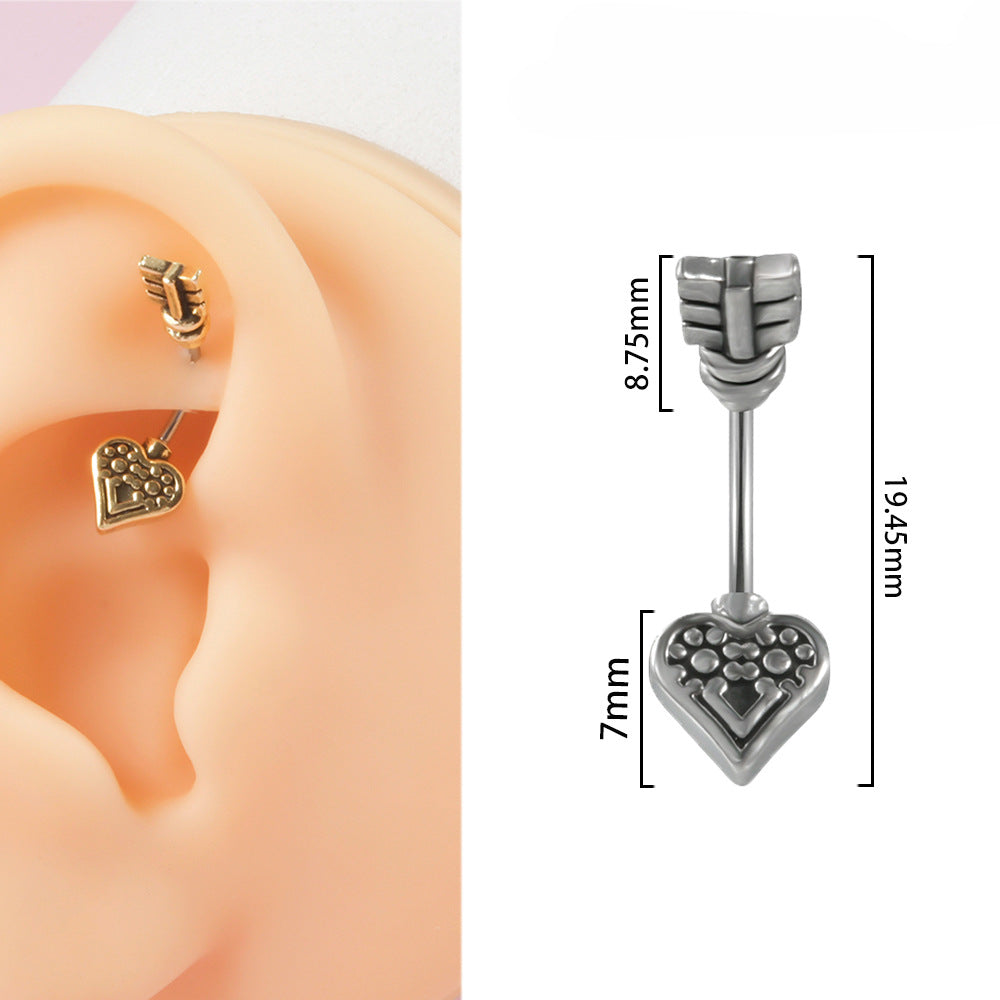 Curved Rod Male Thread Skull Navel Straight Rose Flower Earrings