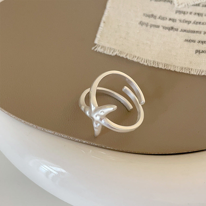 Metal Starfish Cat Eye Open Female Rings