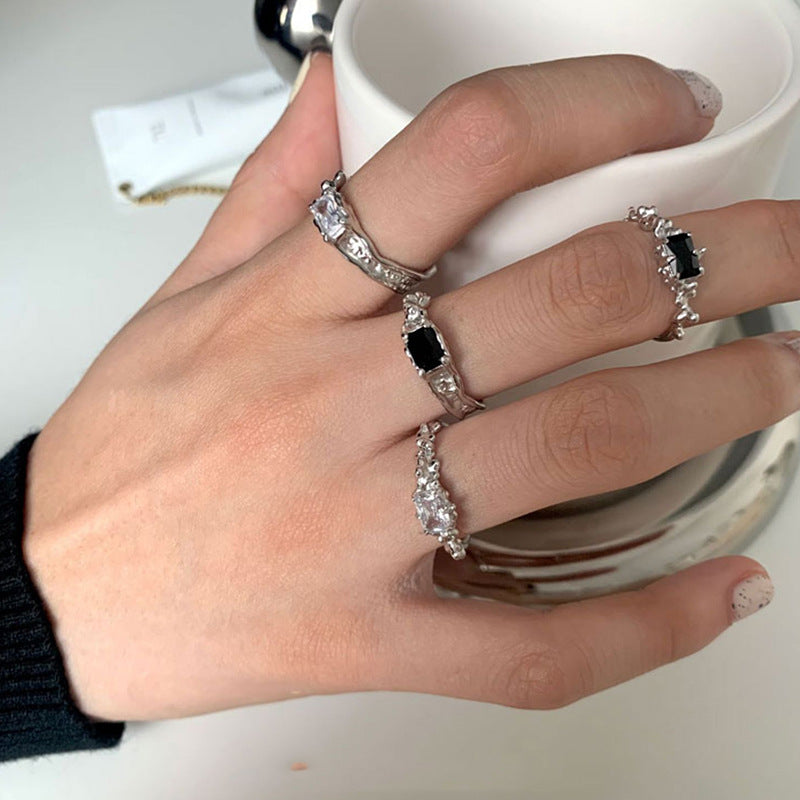 Niche Design French Irregular Dark Style Rings