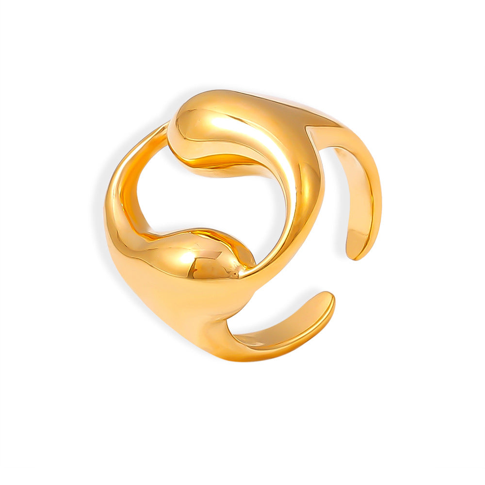 Water Drop Hollow Round Titanium Steel Rings