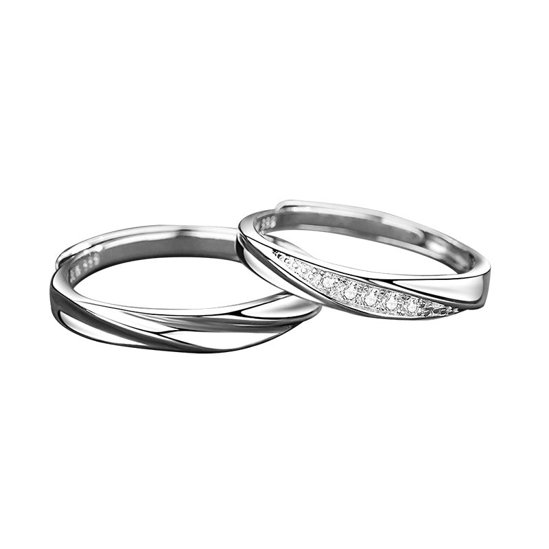 Women's & Men's Love Couple Korean Opening Adjustable One Pair Valentine's Rings