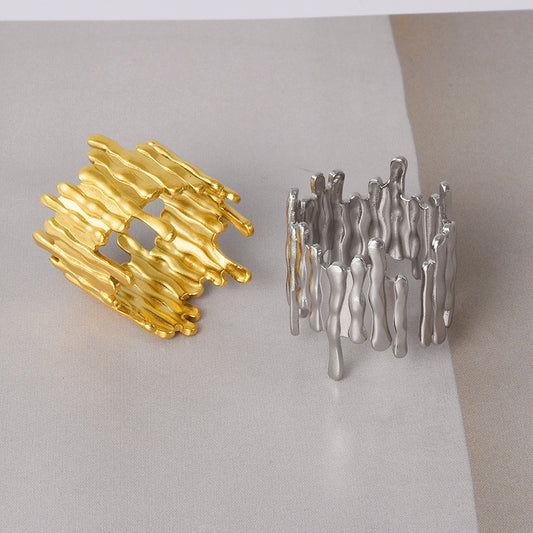 Steel Trendy Fashion Female Simple Personality Niche Irregular Rings