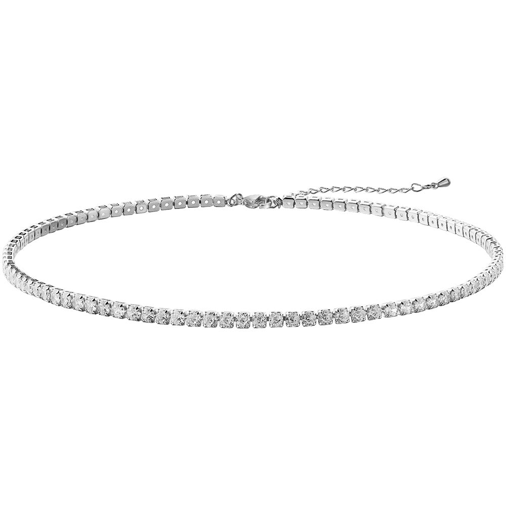 Hip Hop Zircon Female Style Full Diamond Tennis Necklaces