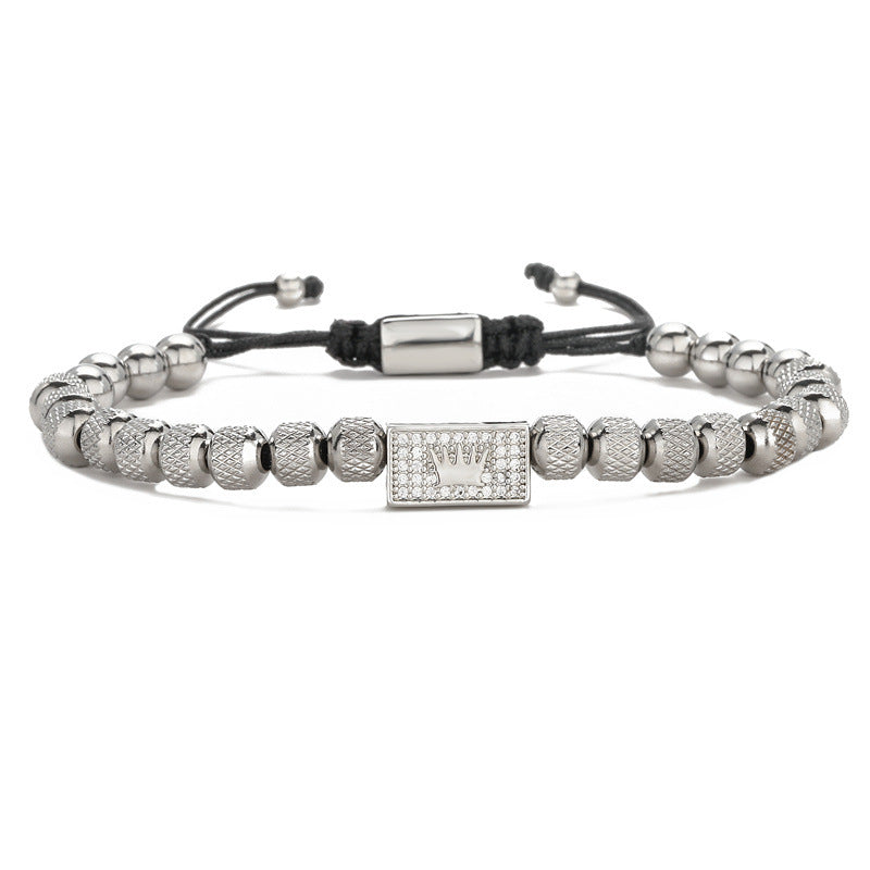 Women's & Men's Copper Crown Stainless Steel Beaded Pineapple Bracelets