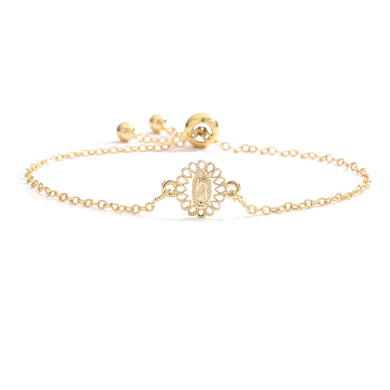 Virgin Mary Adjustable Pull Vintage Oval Portrait Bracelets