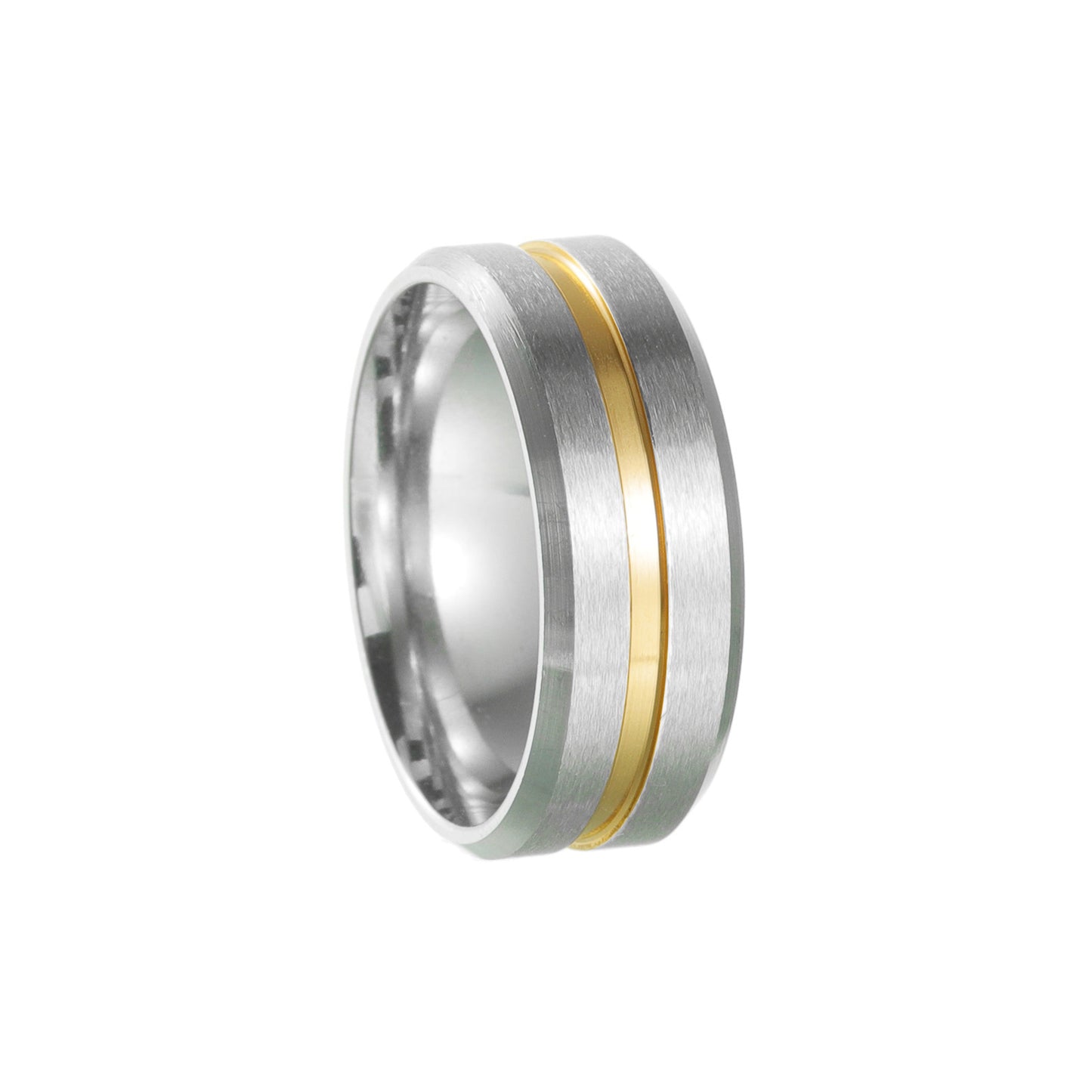 Men's Wedding Double Bevel Brushed Matte Simple Rings