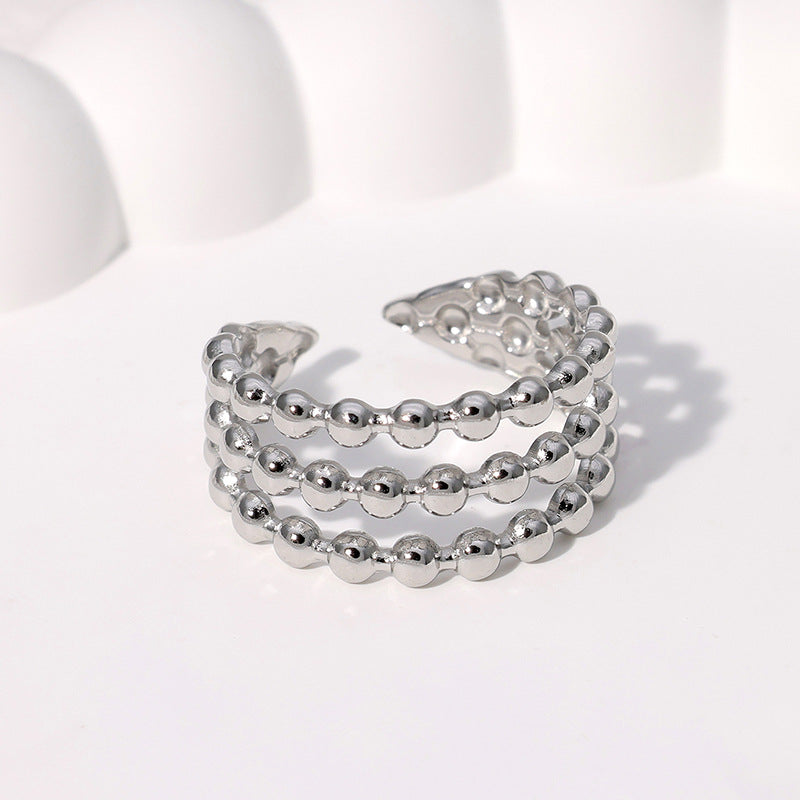Stainless Steel Open Geometric Simple Temperament Light Rings