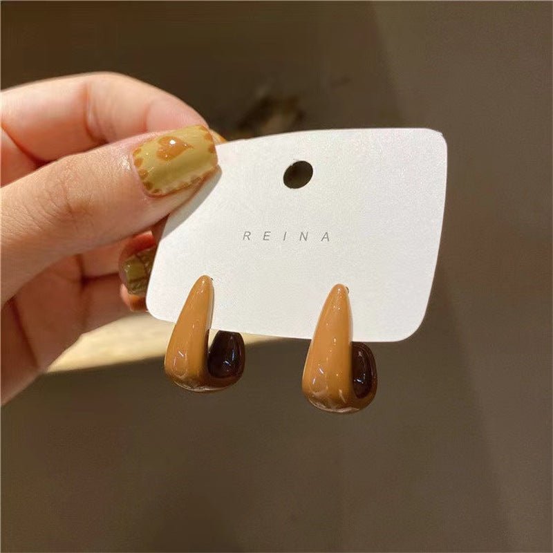 Women's Needle Coffee Color Series Design Sense Earrings