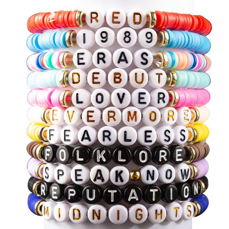 Taylor Polymer Clay English Beads Cyan Bracelets