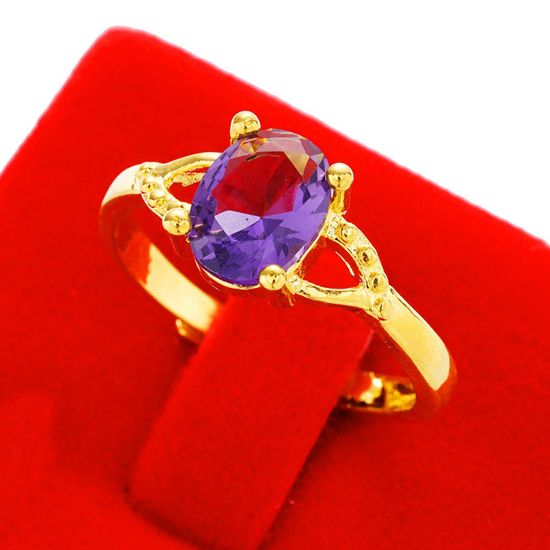 Women's Imitation Diamond Colored Gemstone No Color Rings