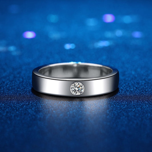 Men's Sterling Sier Moissanite Diamond Wedding Couple Rings