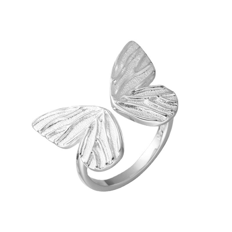 Butterfly Female Twin Elegant Personality Sier Rings