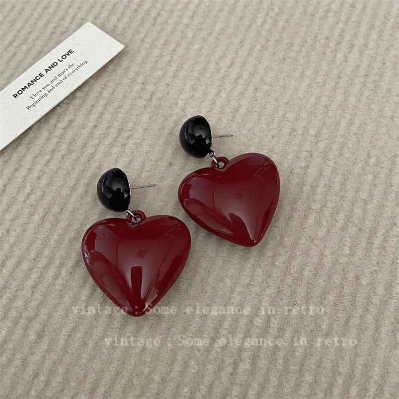 Red Love Ear Simple Grace Personality Earrings