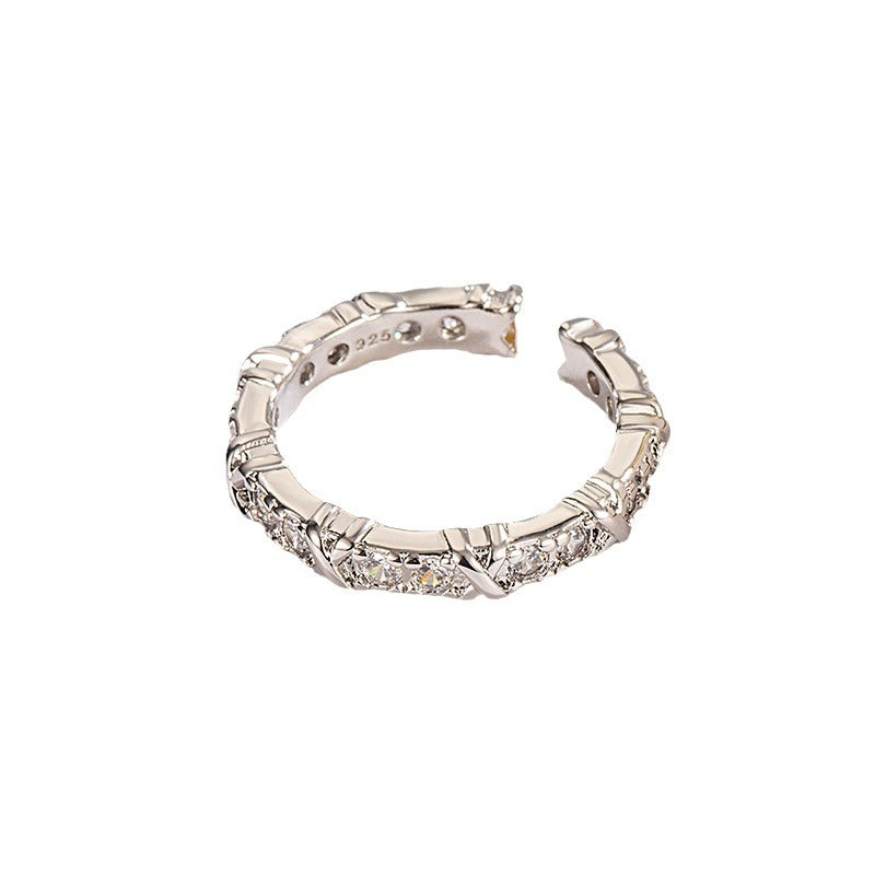 Women's Moonstone Diamond Open Design Simple Index Rings