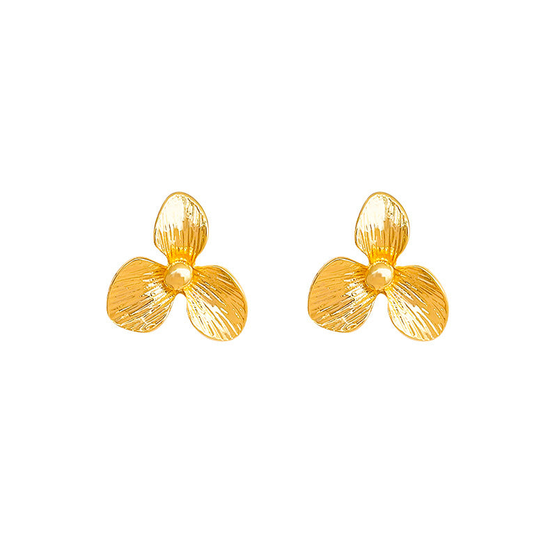 Women's Light Luxury Simplicity High-grade Metal Sense Petal Design Earrings