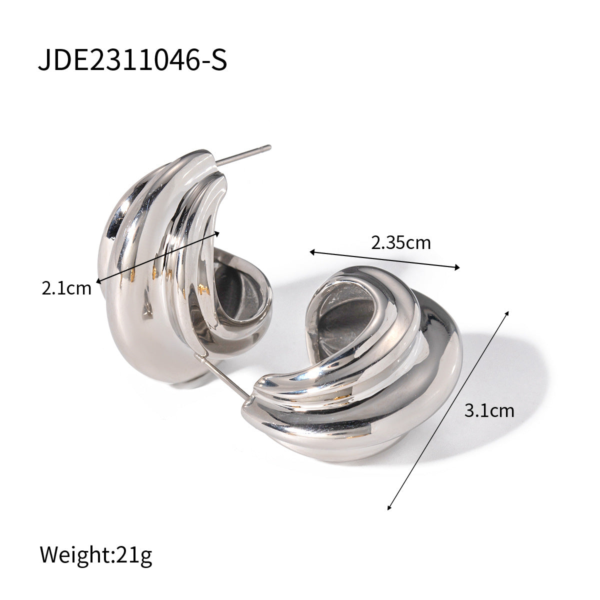 Gold Stainless Steel Shaped Small Size Earrings