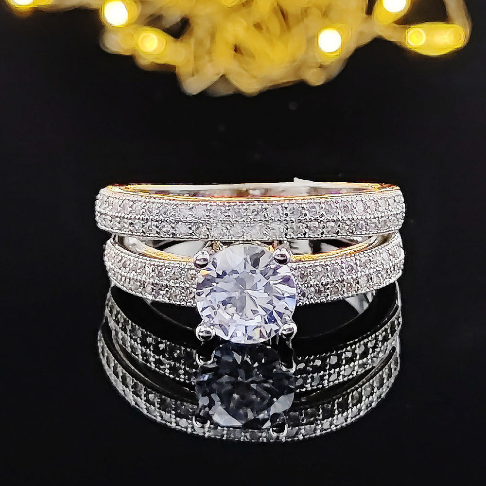 Women's Luxury Round Geometric Combined Design Advanced Rings
