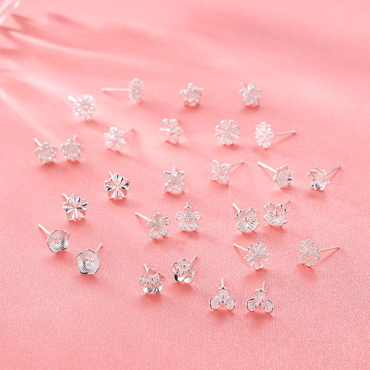 Sier Pure Flower Summer Simple Design Earrings