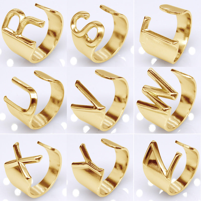 Gold-plated Letter Combination Open Personality Hollow Out Index Rings