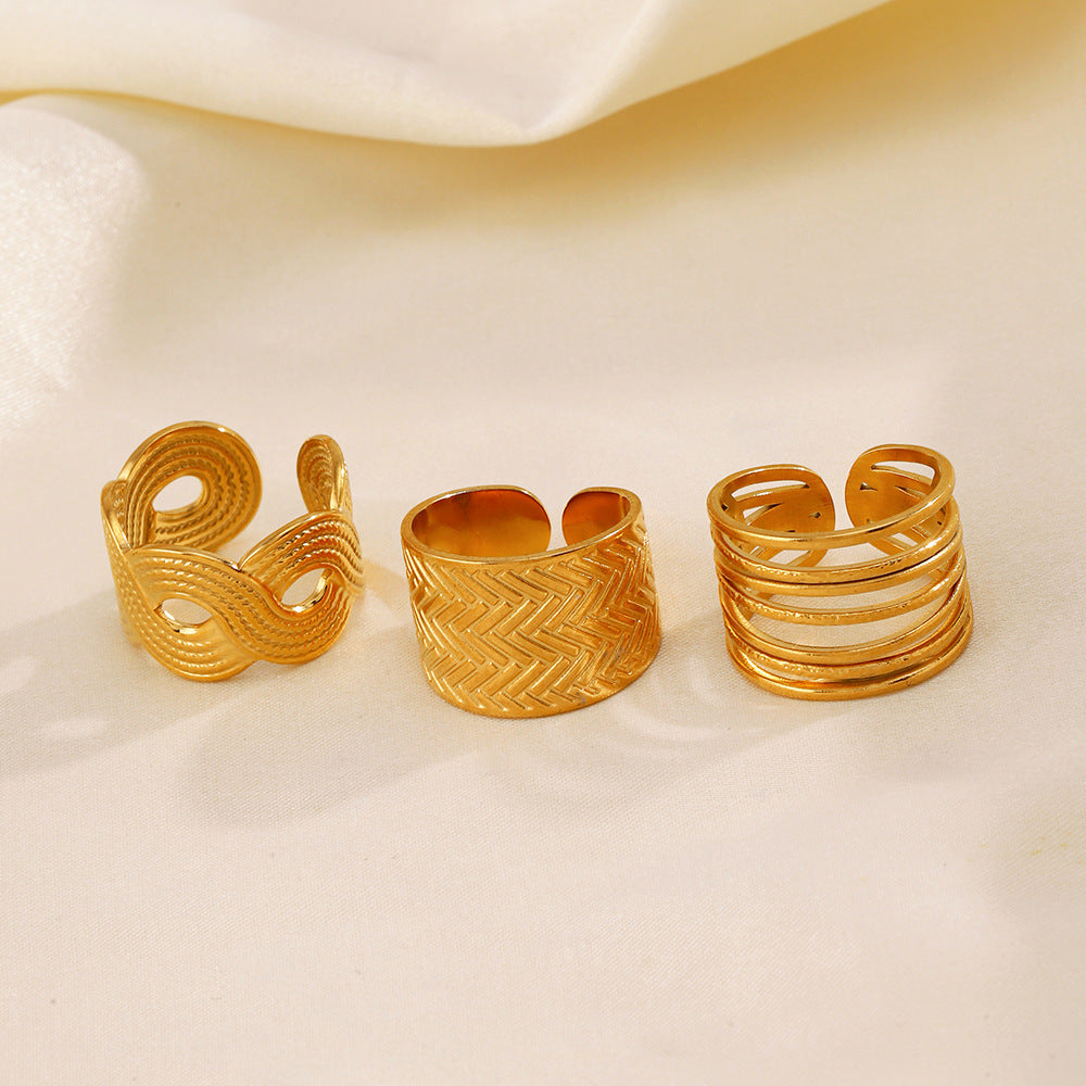 Stainless Steel Shaped Geometric Open Niche Design Rings
