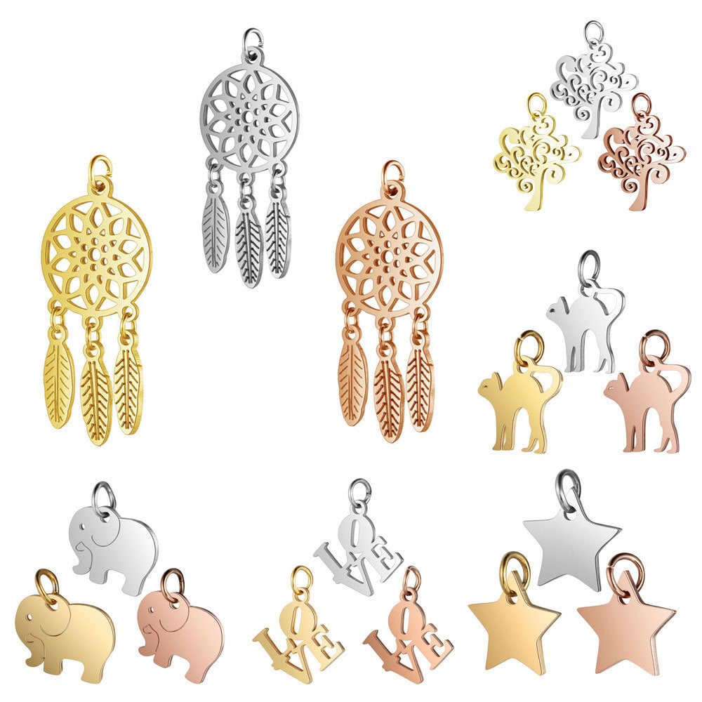 Small Five-pointed Star Elephant Cat Wings Lotus Pendants