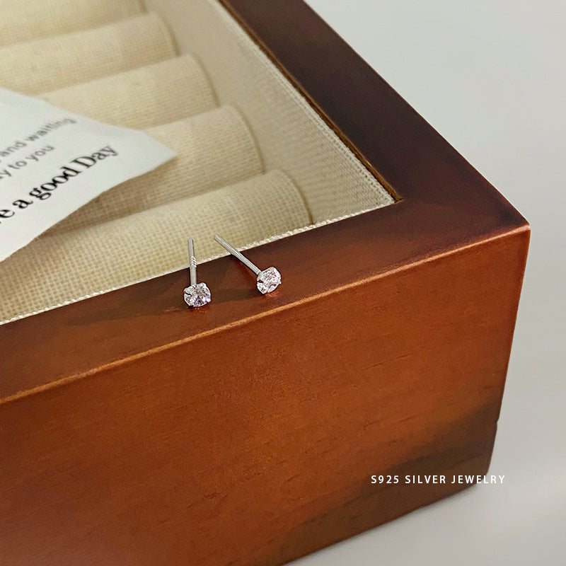 Sier Zircon Rhinestone Series Korean Simple Earrings