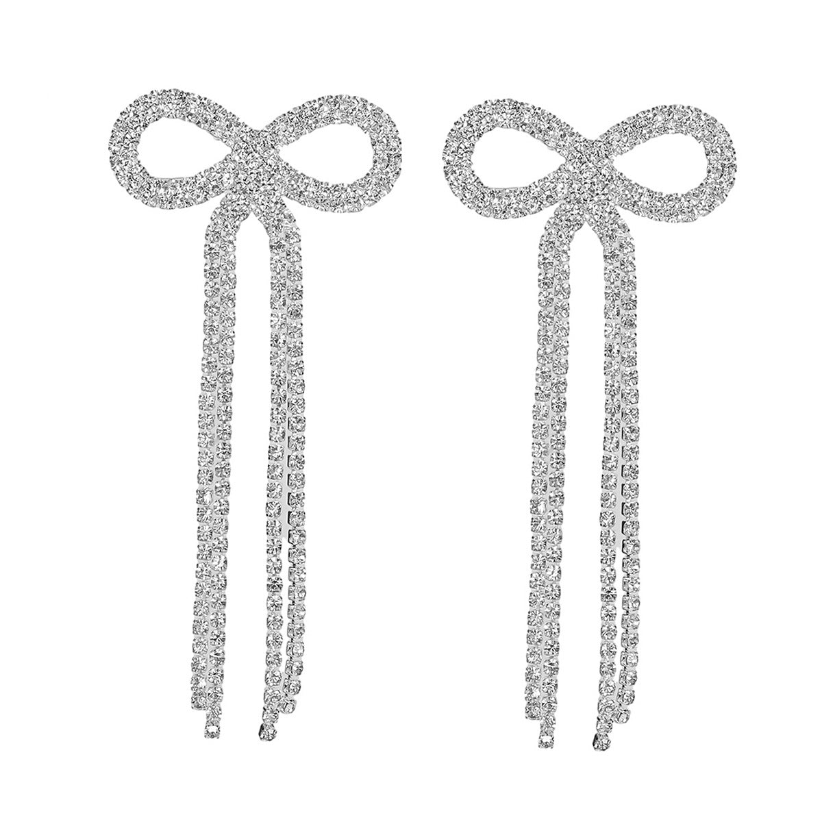 Bow Long Fringe Fashion Shiny Rhinestone Rings