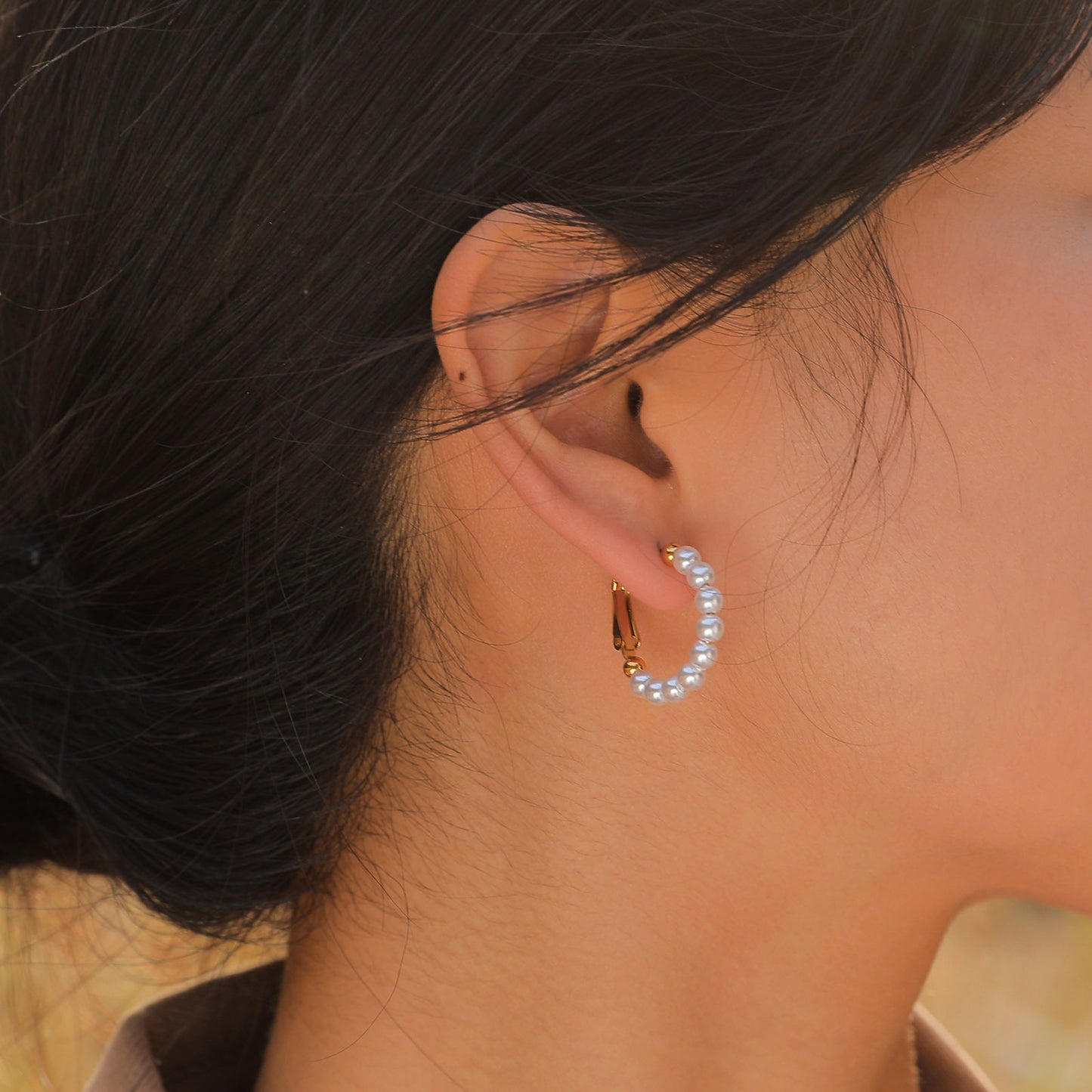 Women's Ornament Imitation Pearl Shaped Ear Titanium Earrings
