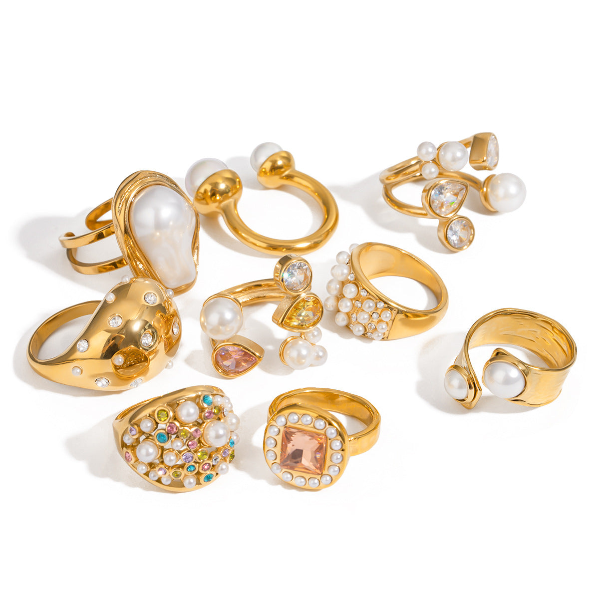 Stainless Steel Pearl Eye-catching High-grade Titanium Rings