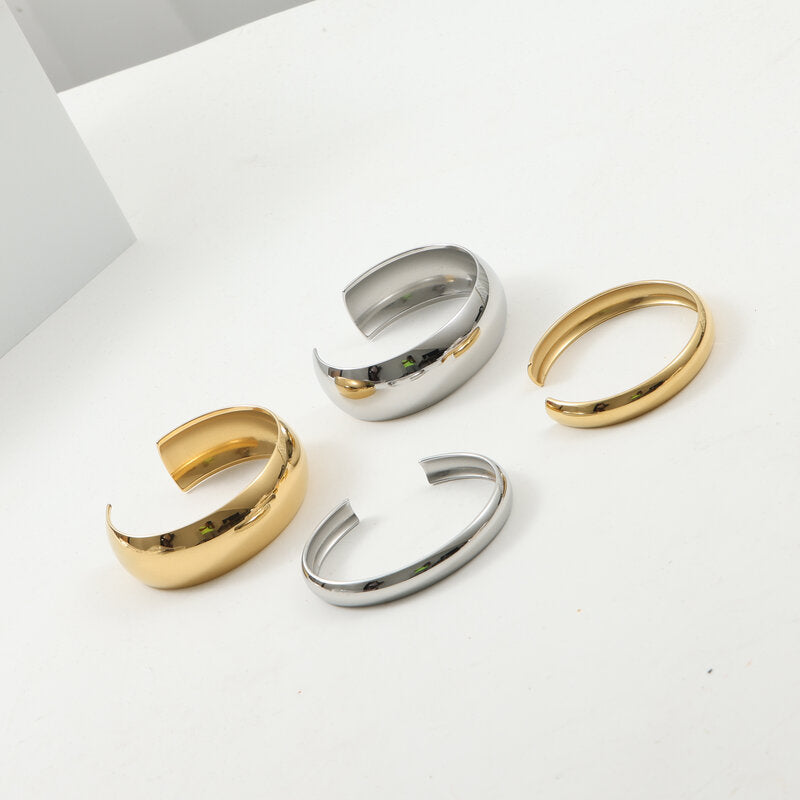 Open Arc Glossy Titanium Steel Gold Bracelets