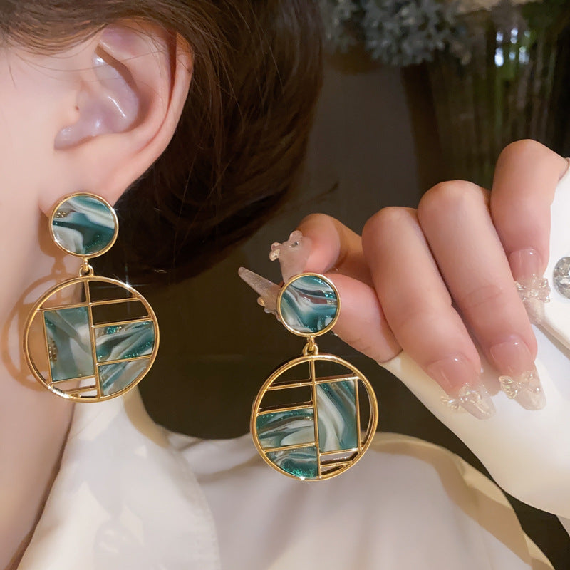 Women's Needle Simple Plaid Geometric Fashion High-grade Earrings