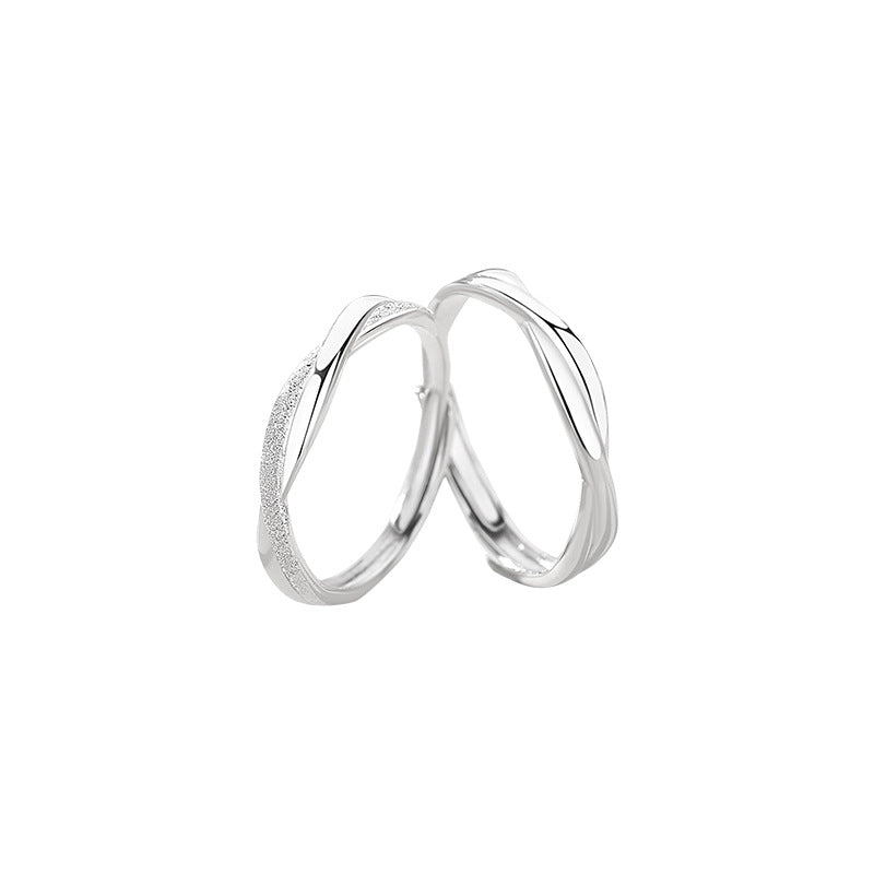 Pure Sier Interwoven Mobius Couple Niche Design Rings