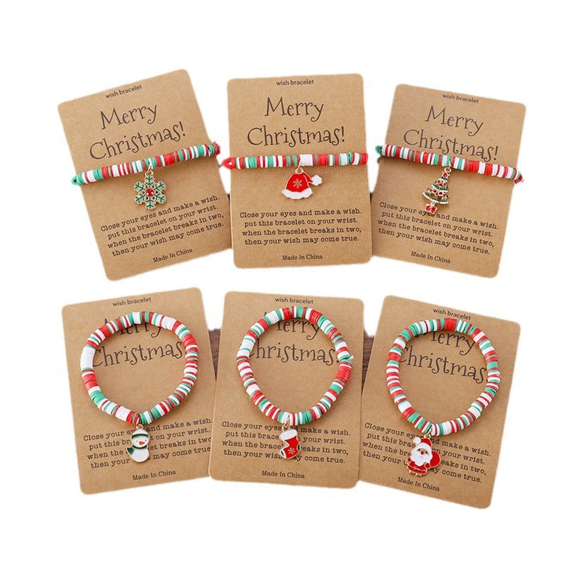 Card Cute Santa Claus Polymer Clay Bracelets